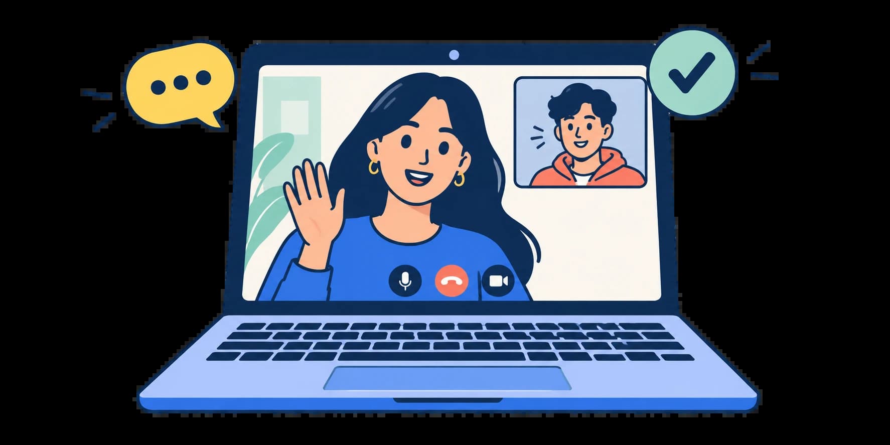 A video call with a current student, mid-conversation.